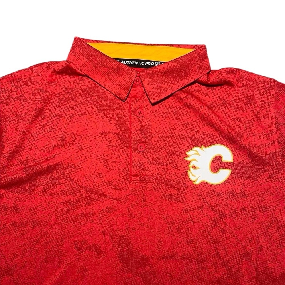 Men's Red‎ Fanatics Authentic Pro NHL Calgary Flames Golf Polo Size Medium NWOT
